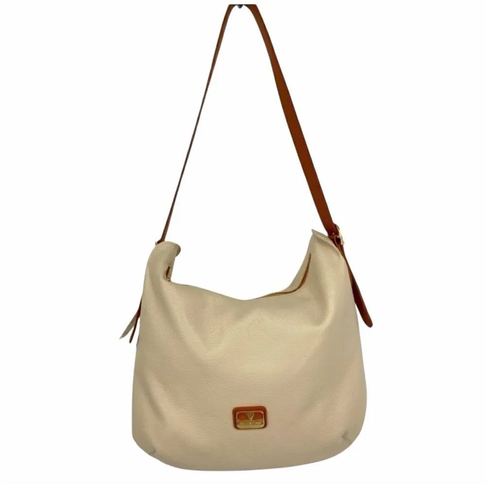 NWT Valentina Latte Pebbled Leather Hobo Italy